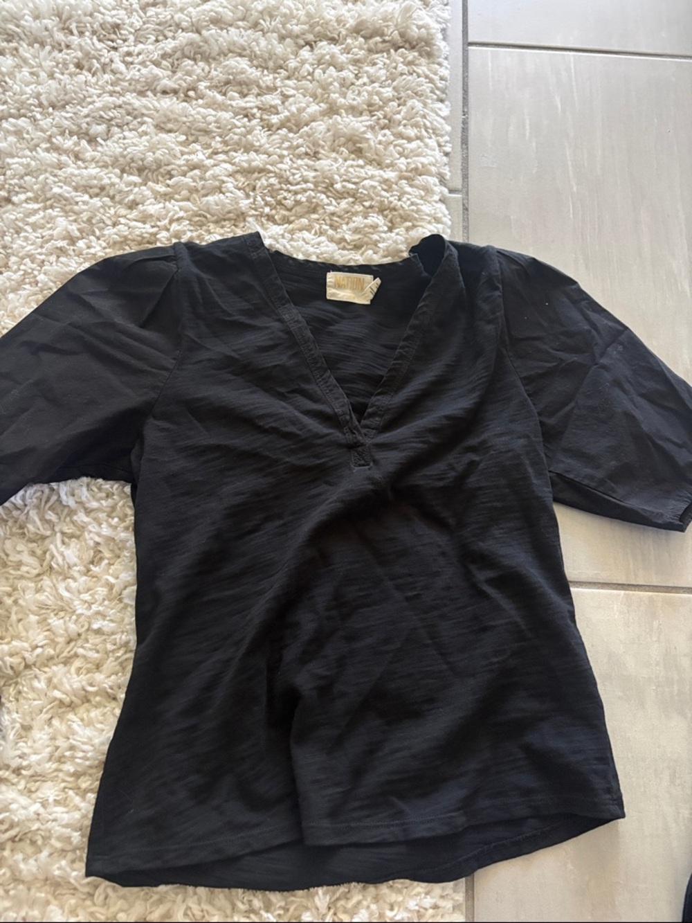 Women’s Black V-Neck Short Sleeve Top